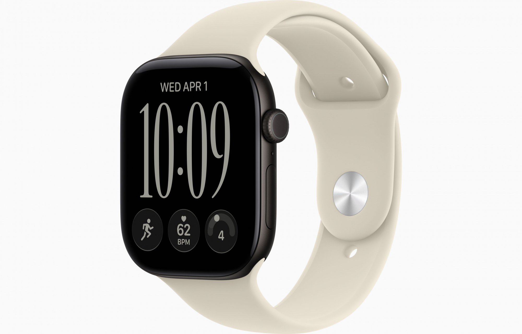 Apple Watch Series 12 (46mm, Black, Sport Band, Sand, S/M)