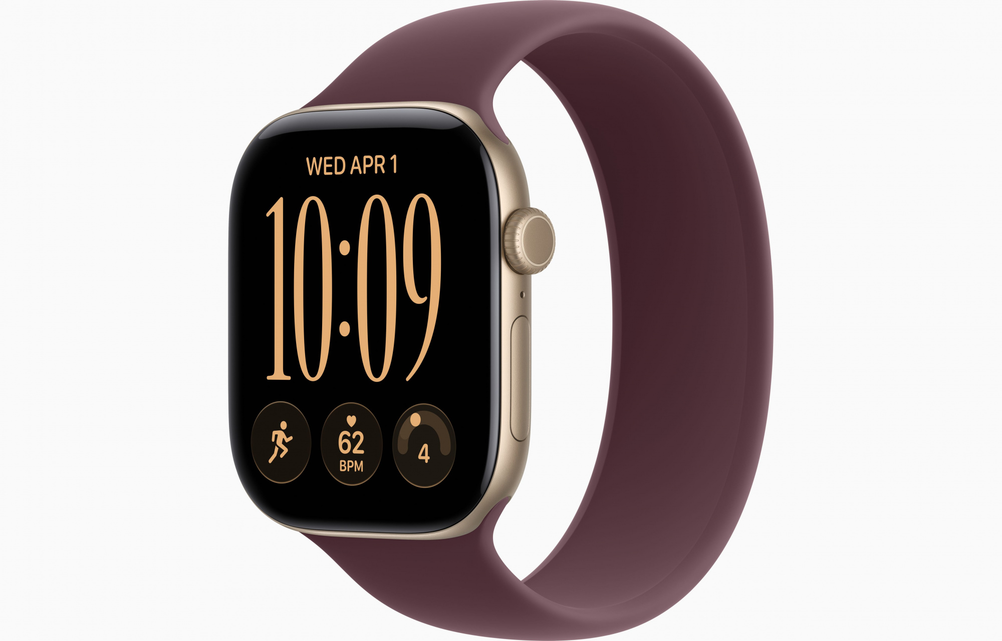 Apple Watch Series 12 (46mm, Light Gold, Solo Loop, Burgundy, One Size)
