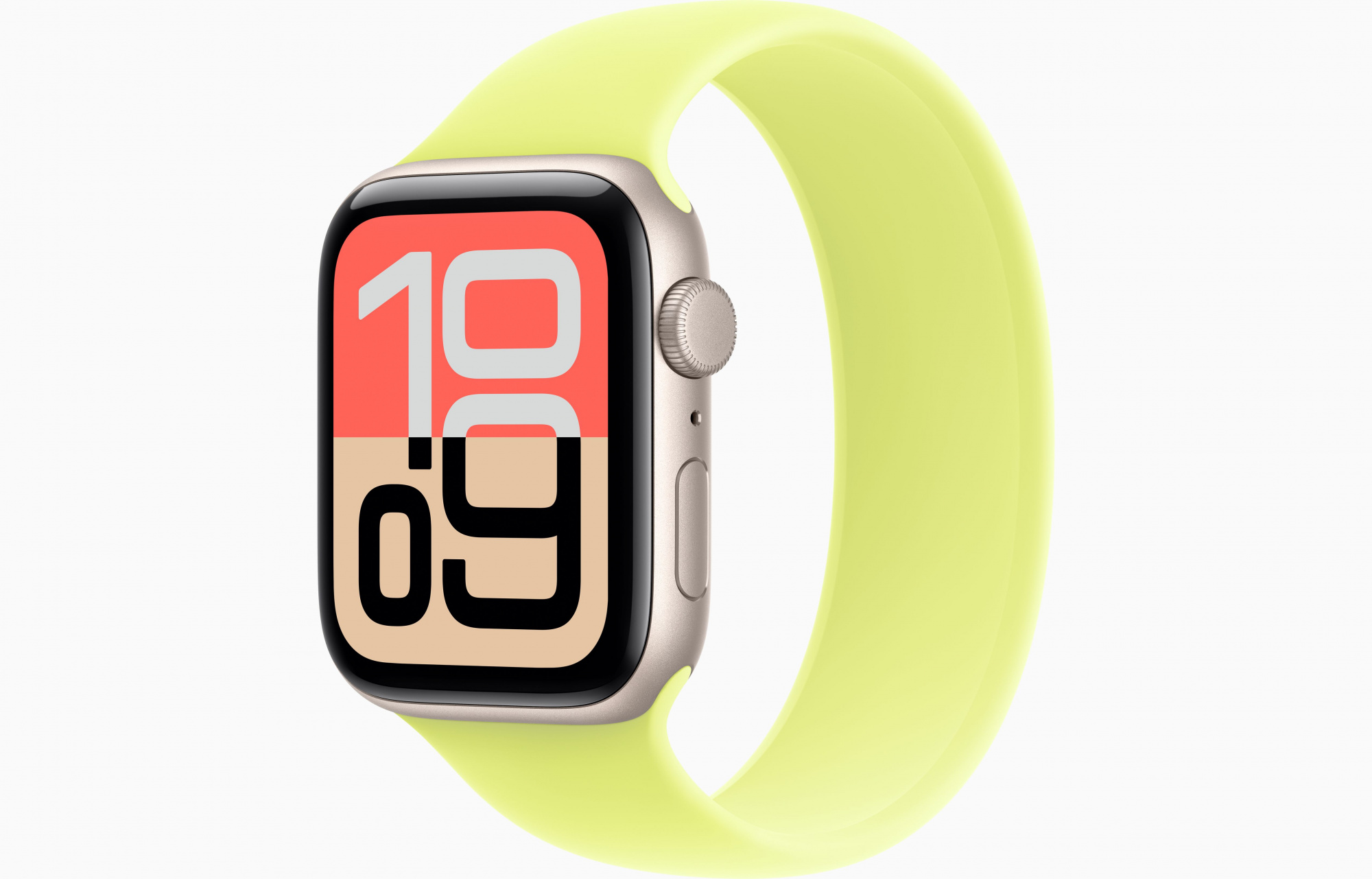 Apple Watch SE3  (44mm, Starlight, Solo Loop, Neon Yellow, One Size)