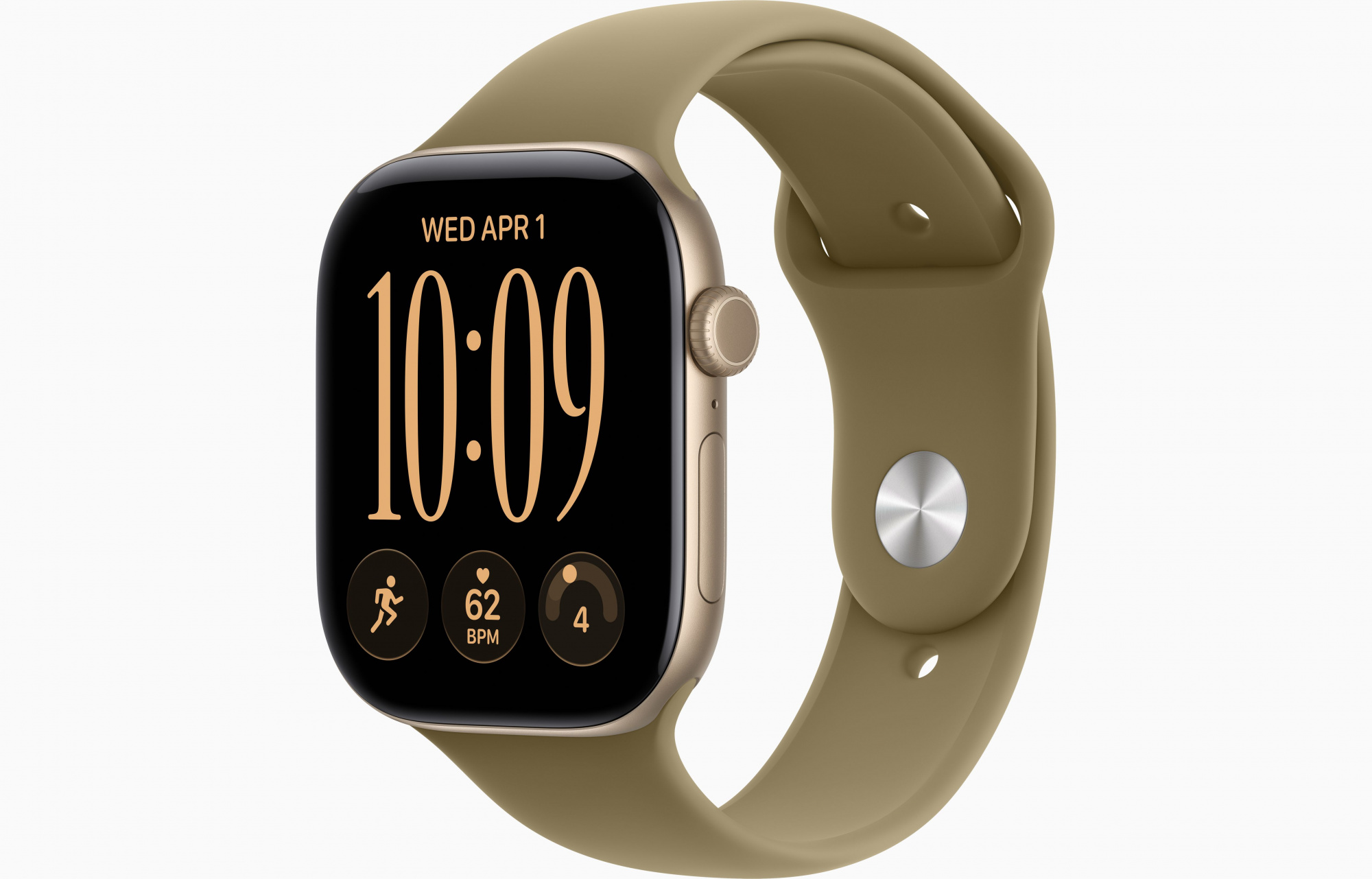 Apple Watch Series 12 (46mm, Light Gold, Sport Band, Olive, S/M)