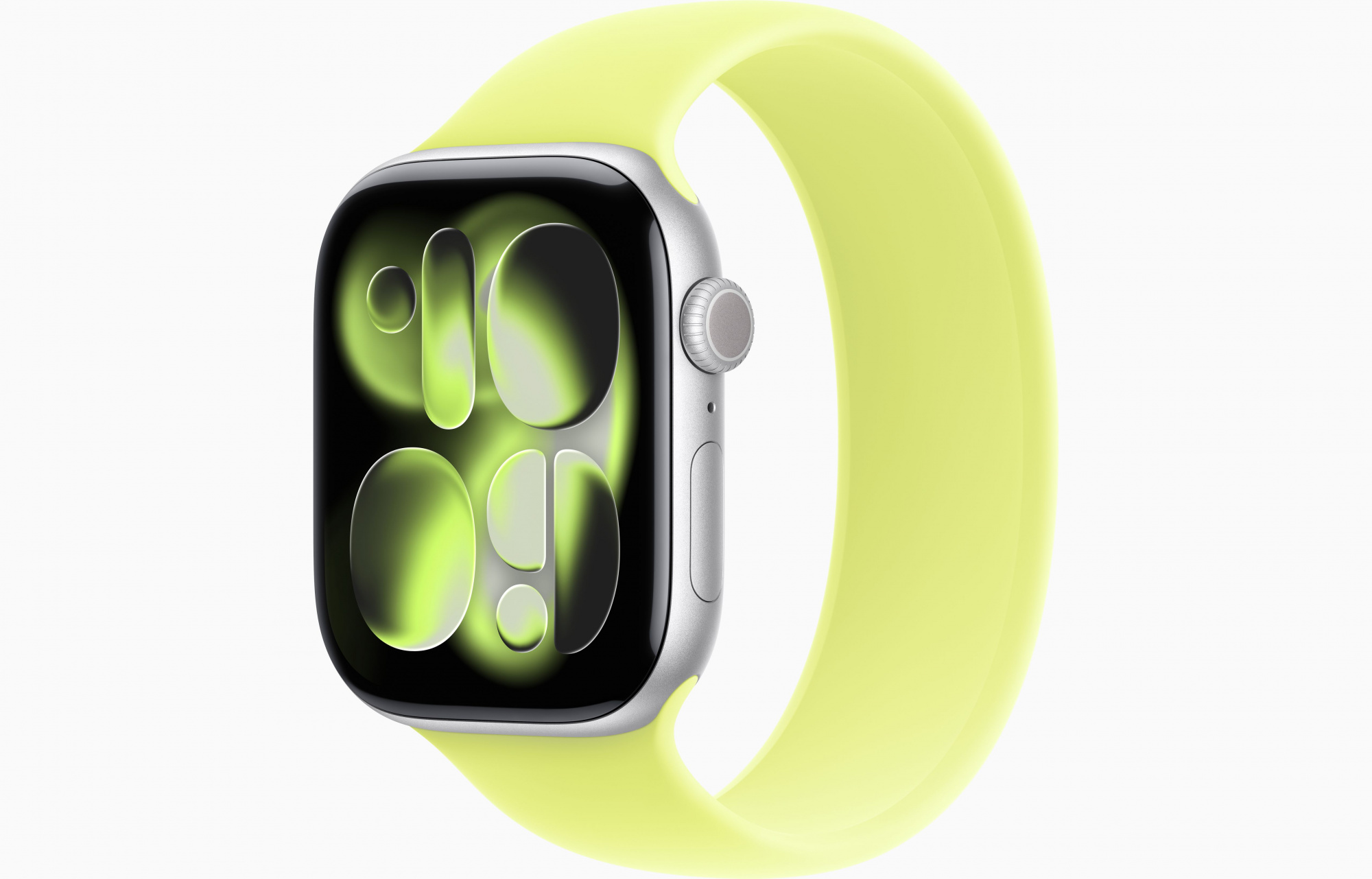 Apple Watch Series 11 (46mm, Silver, Solo Loop, Neon Yellow, One Size)