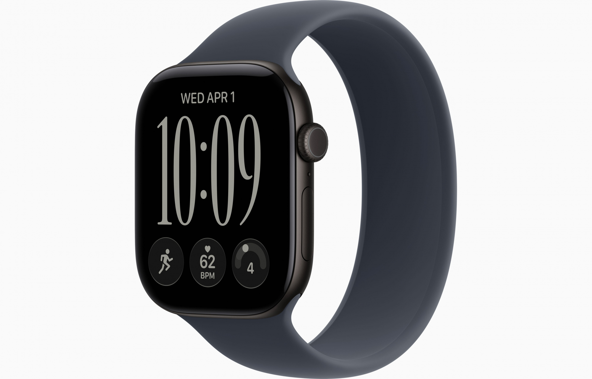 Apple Watch Series 12 (46mm, Black, Solo Loop, Navy Blue, One Size)