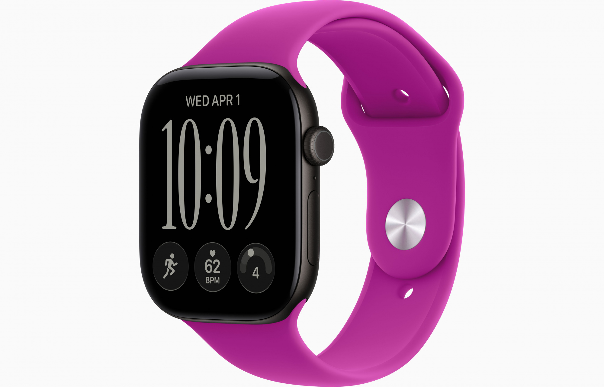 Apple Watch Series 12 (46mm, Black, Sport Band, Magenta, S/M)