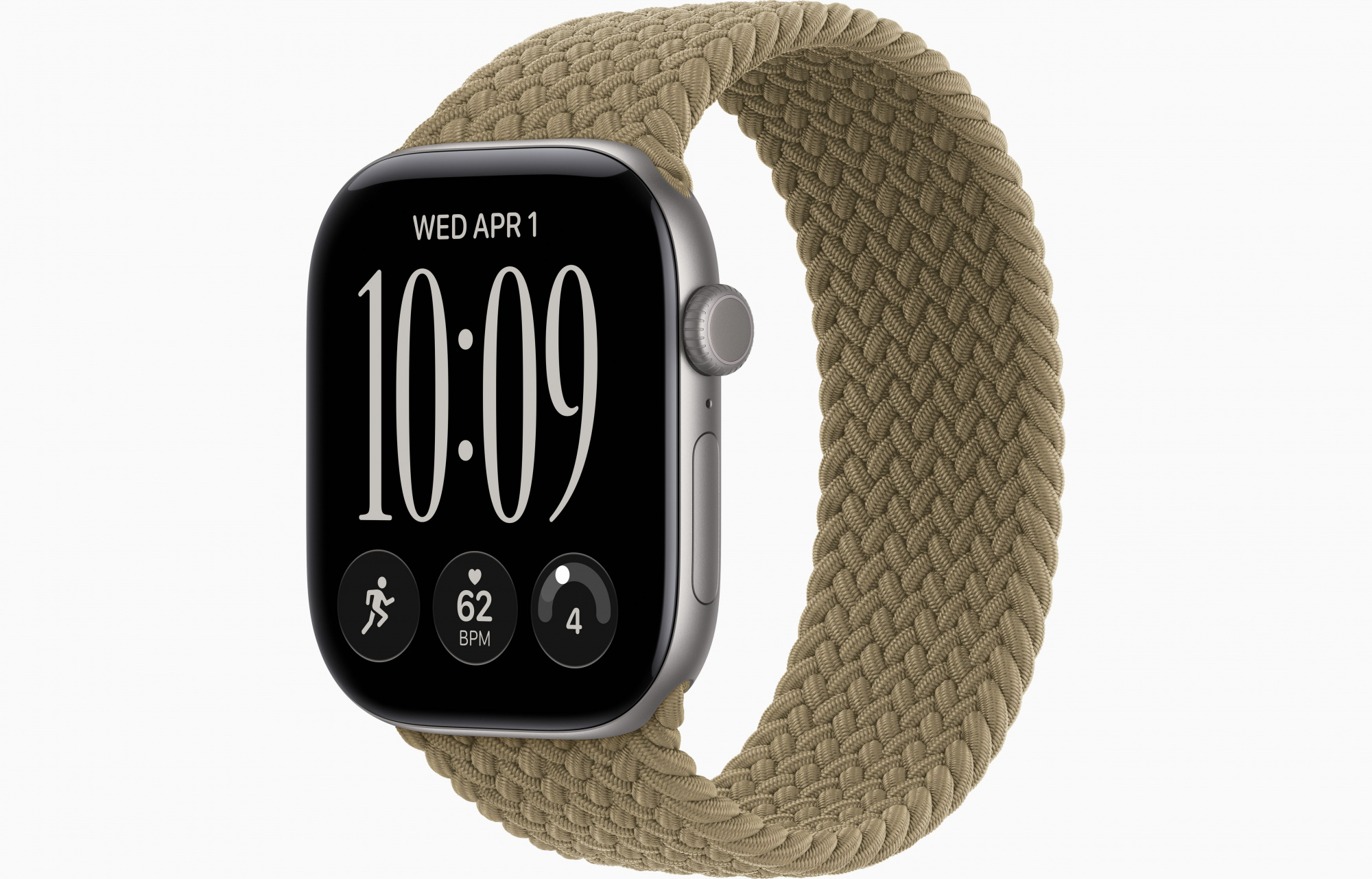 Apple Watch Series 12 (42mm, Space Gray, Braided Solo Loop, Olive, One Size)