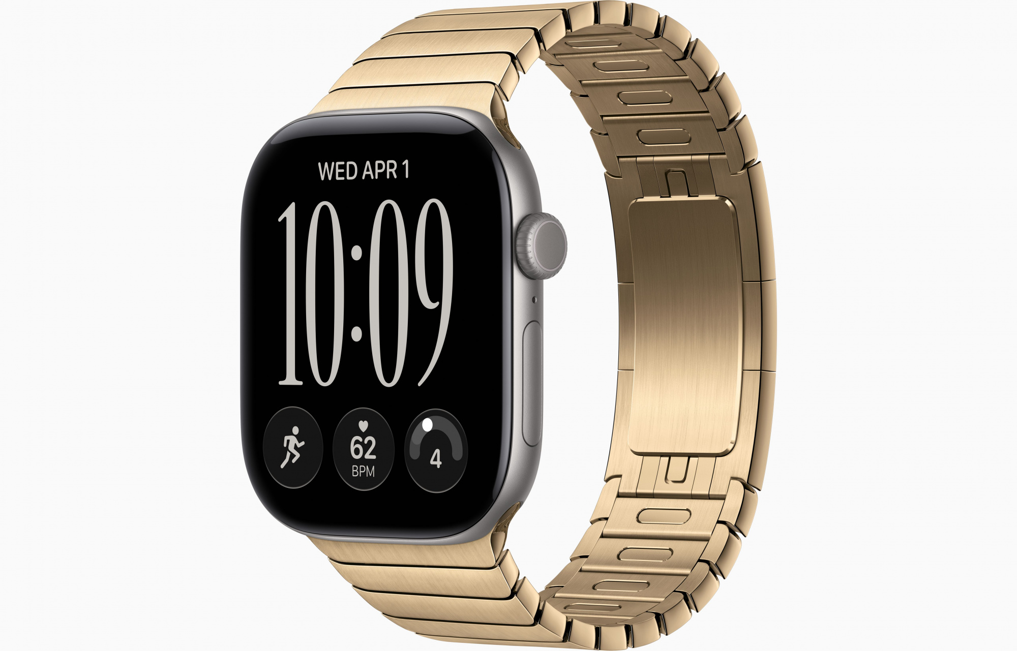 Apple Watch Series 12 (46mm, Space Gray, Link Bracelet, Radiant Gold, One Size)