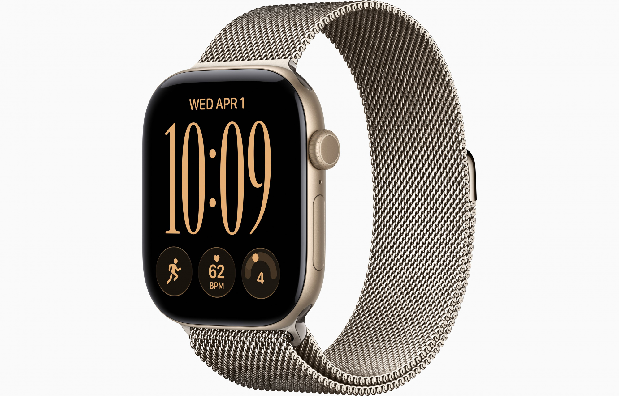 Apple Watch Series 12 (46mm, Light Gold, Milanese Loop, Natural, S/M)