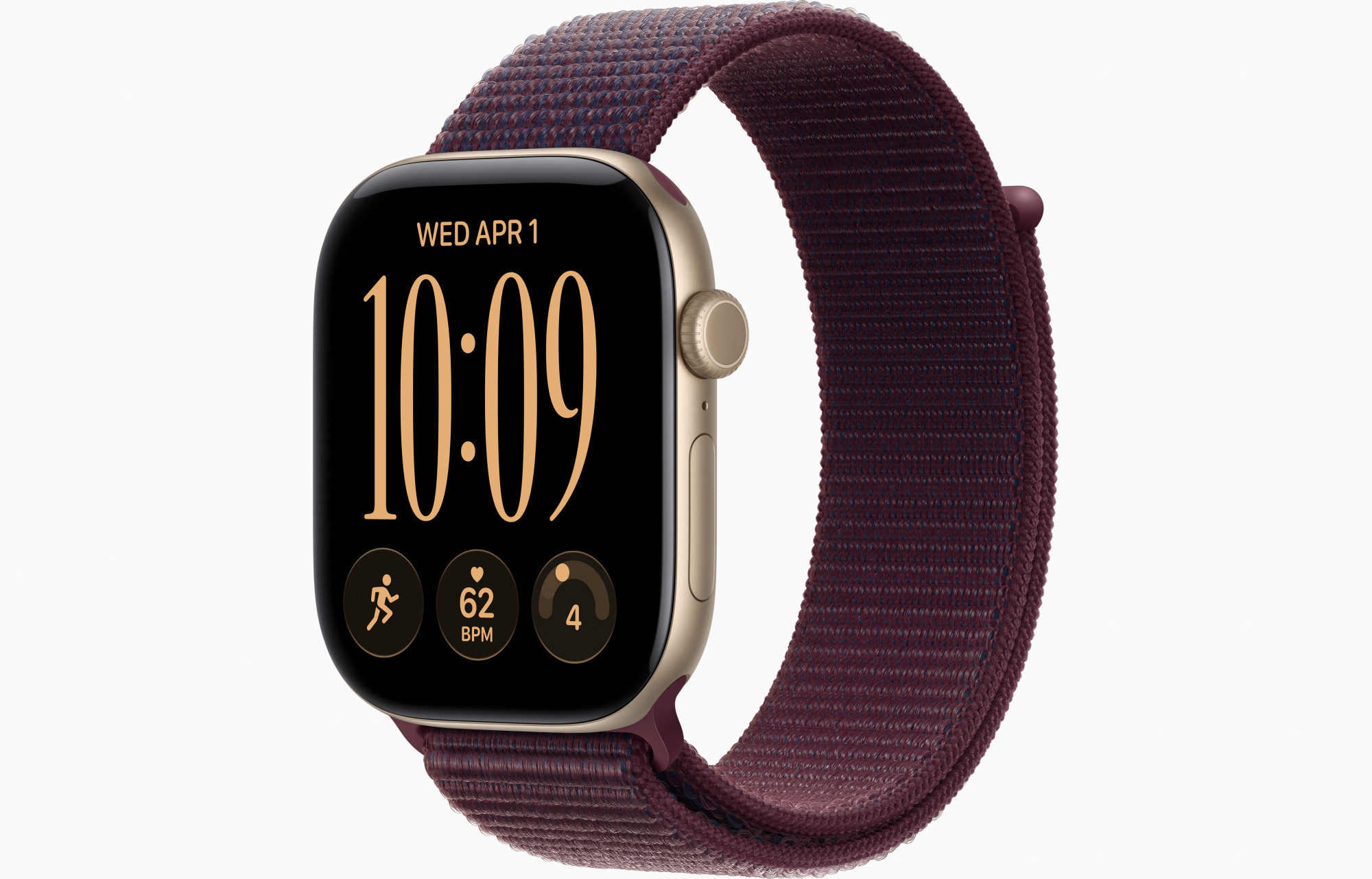 Apple Watch Series 12 (46mm, Light Gold, Sport Loop, Burgundy, One Size)