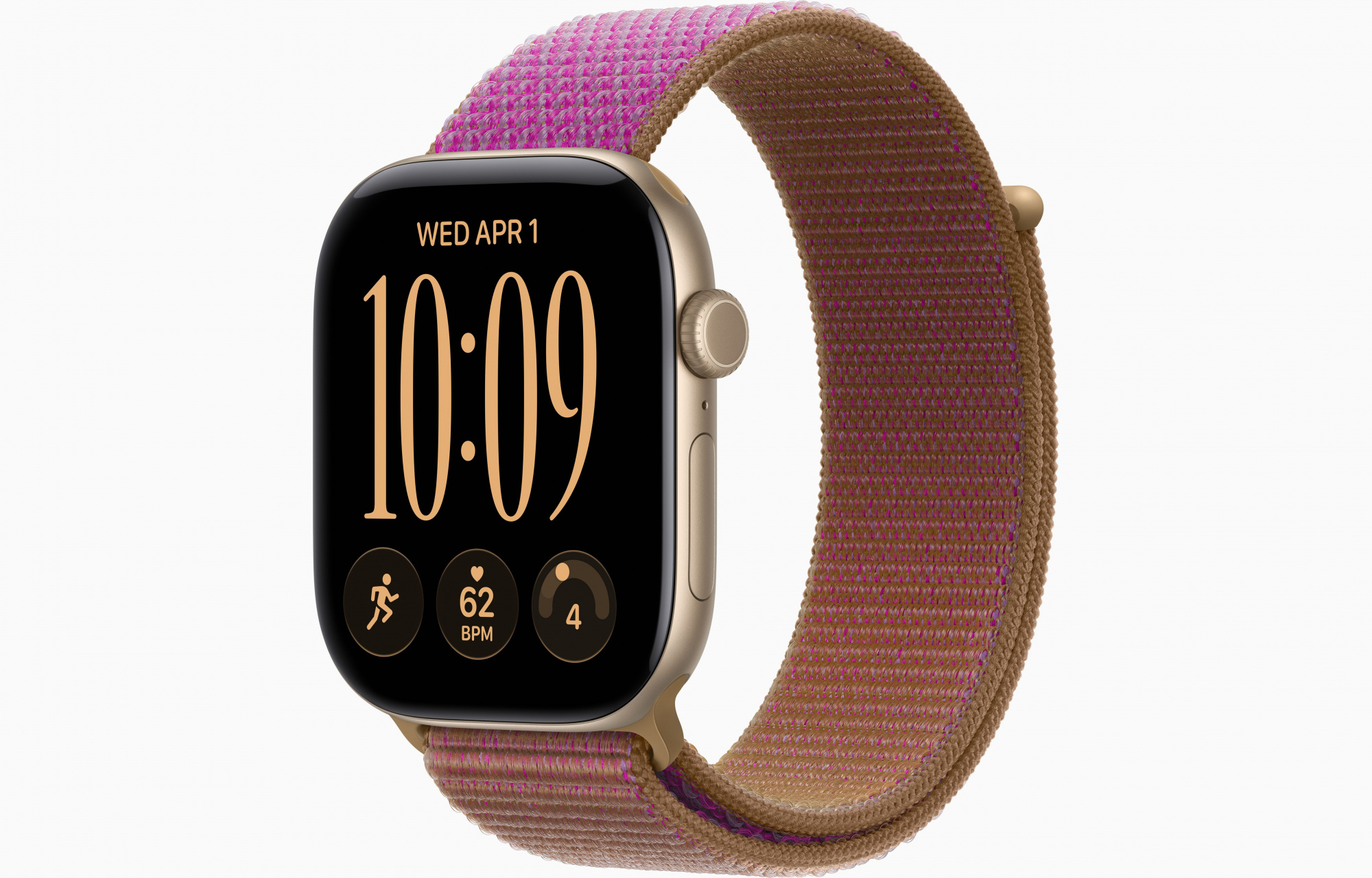 Apple Watch Series 12 (46mm, Light Gold, Sport Loop, Magenta, One Size)