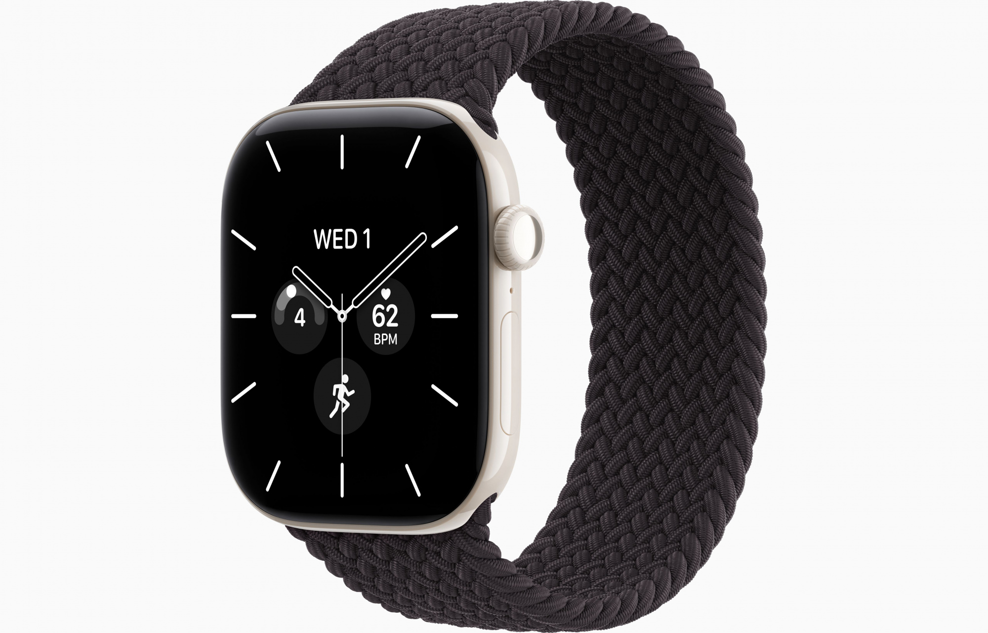Apple Watch Series 12 (46mm, Pearl White, Braided Solo Loop, Black, One Size)