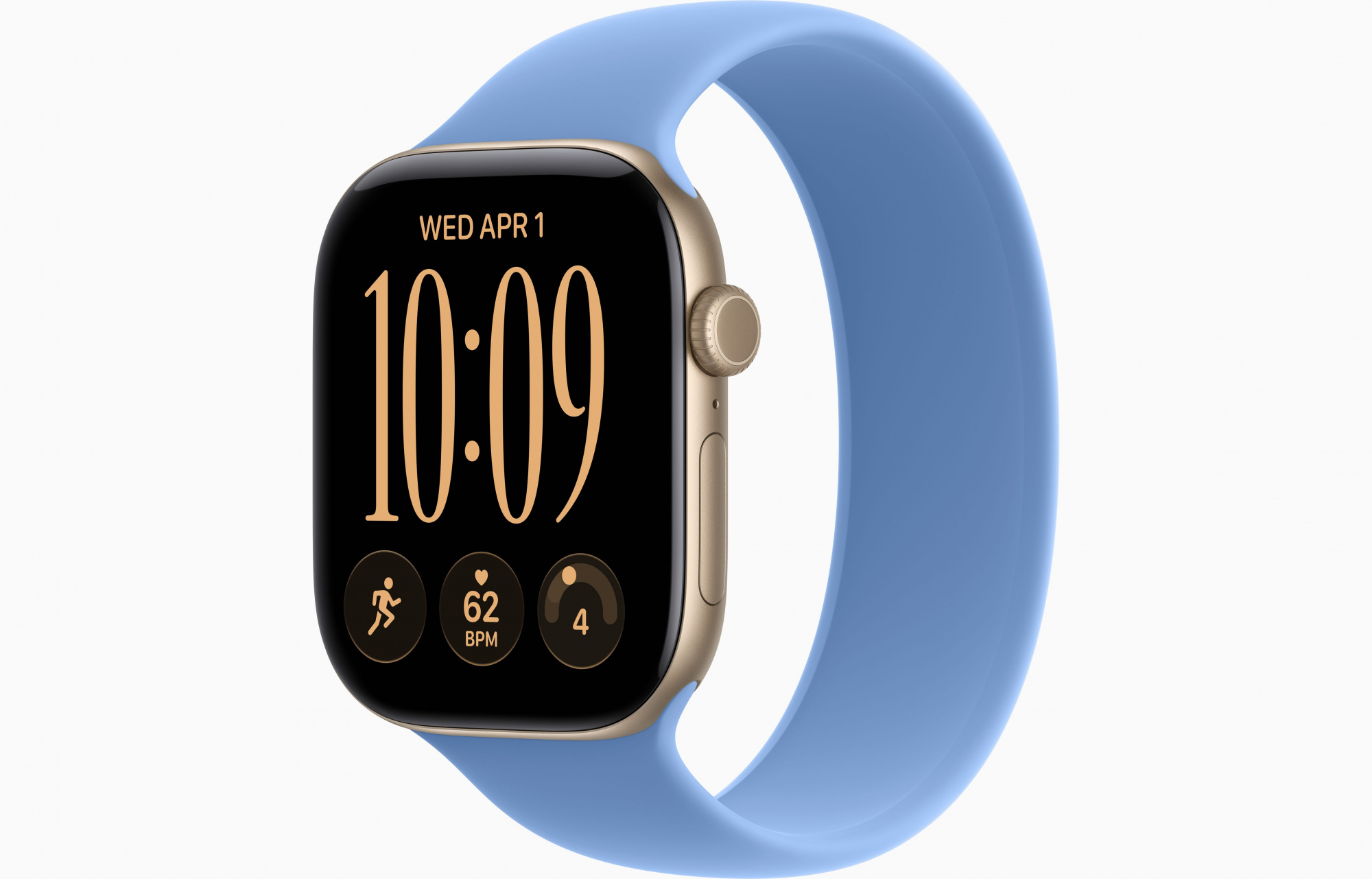 Apple Watch Series 12 (46mm, Light Gold, Solo Loop, Wildflower Blue, One Size)