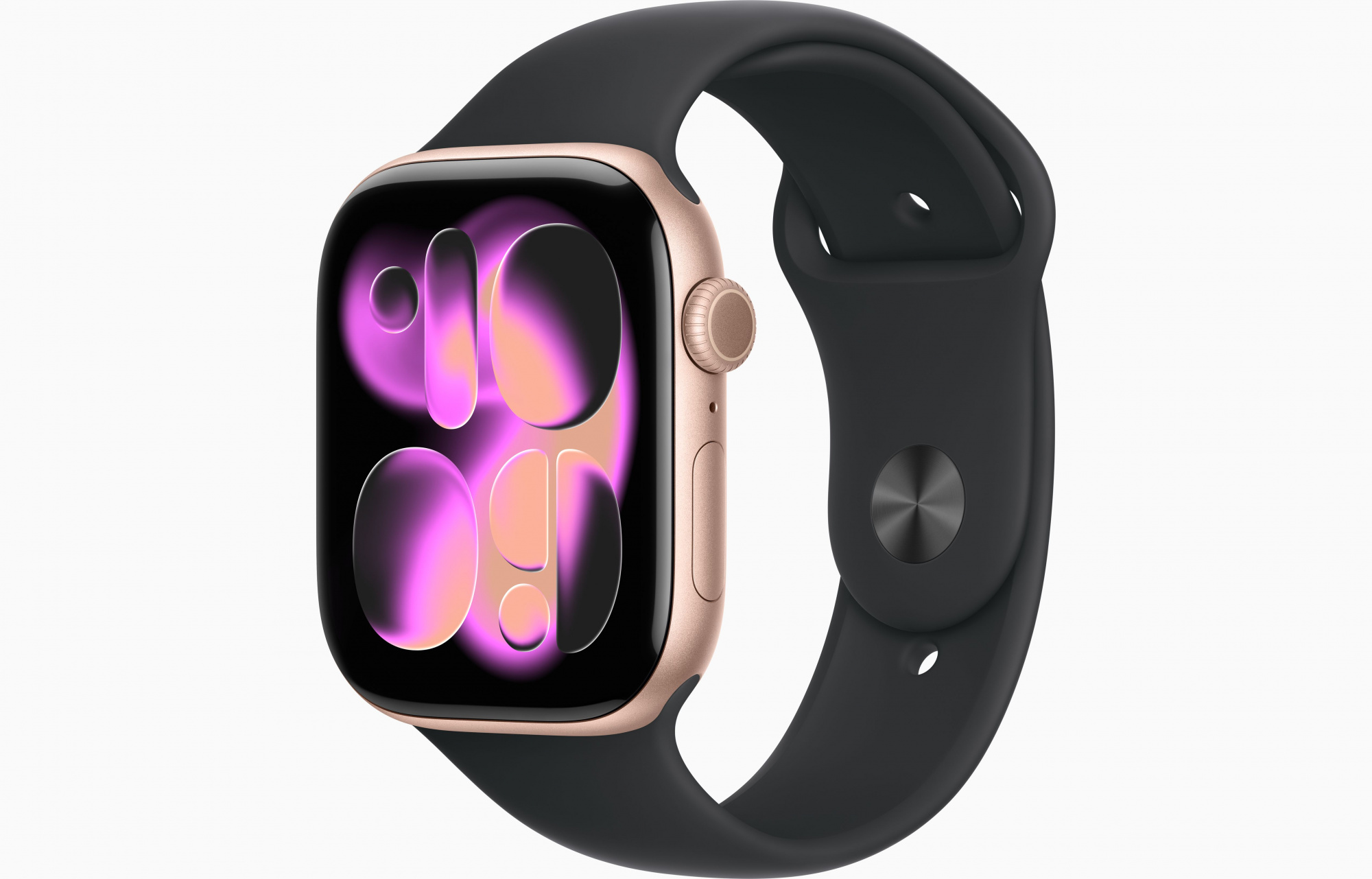Apple Watch Series 11 (46mm, Rose Gold, Sport Band, Black, S/M)