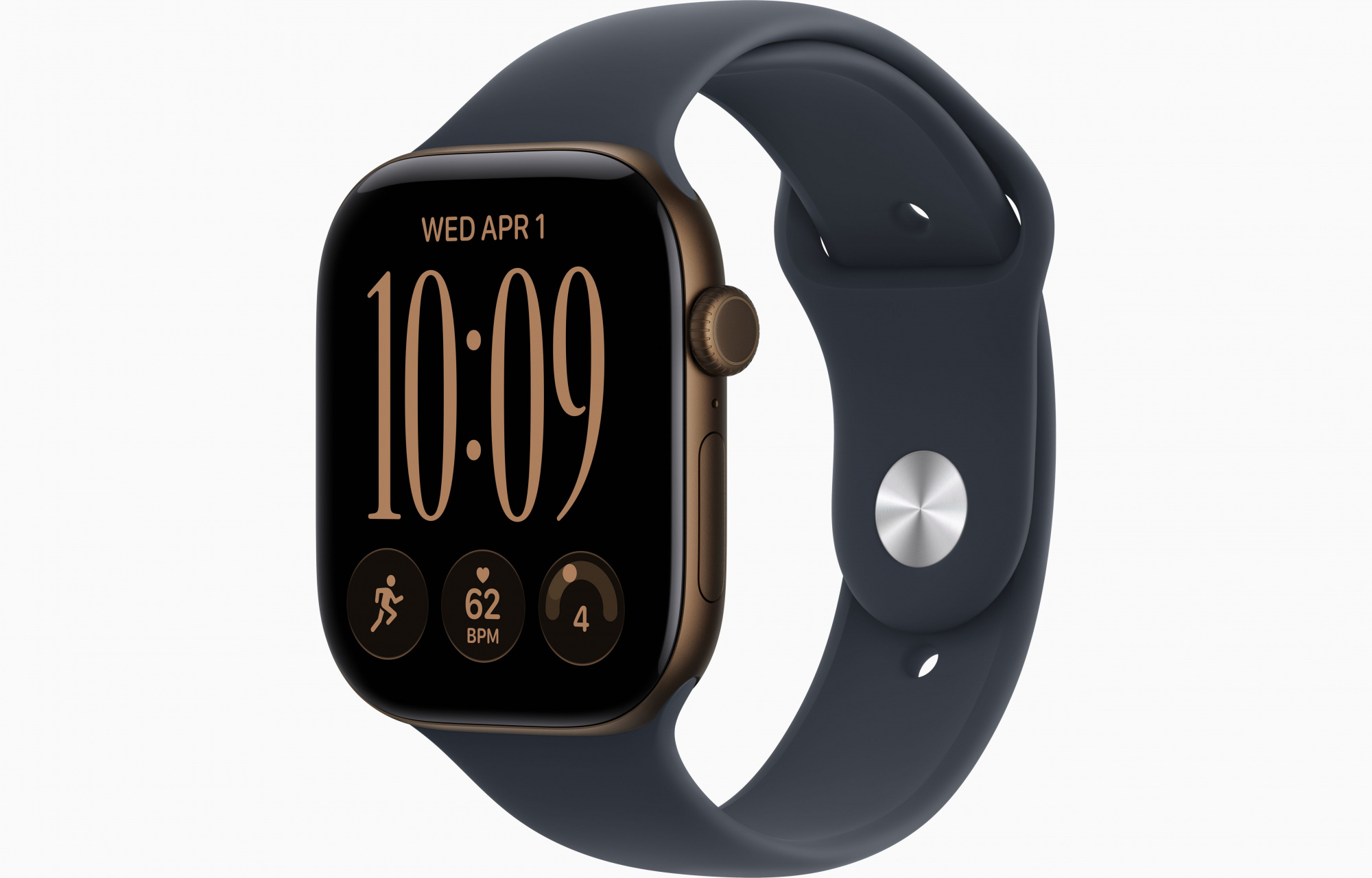 Apple Watch Series 12 (46mm, Dark Bronze, Sport Band, Navy Blue, S/M)